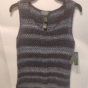 Lauren Ralph Lauren Hand Knit Open Knit Blue Tank Sweater NWT Women's Small